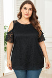 Floral Lace Cold Shoulder Plus Size Top