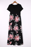 Contrast Floral Empire Waist Maxi Dress