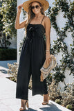 Front Knot Smocked Back Spaghetti Straps Jumpsuit