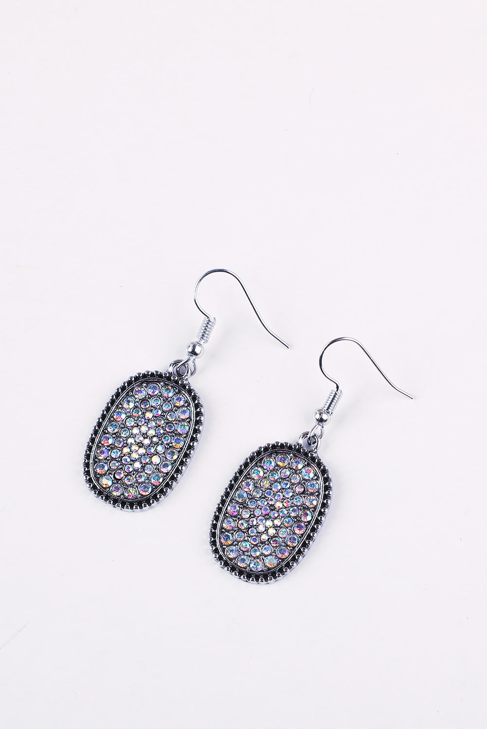 Boucles d'oreilles crochet en argent antique plein de diamants