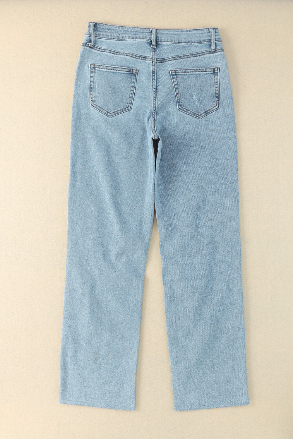 Distressed Frayed Hem Holed Straight Leg Loose Jeans