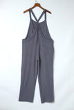 Distressed Trim Crinkle Pocketed Jumpsuit