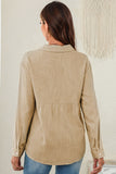 Khaki Textured Solid Color Basic Shirt