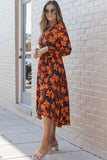 Floral Print Faux Wrap Belted Dress