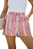 Short décontracté rose tie-dye avec cordon de serrage