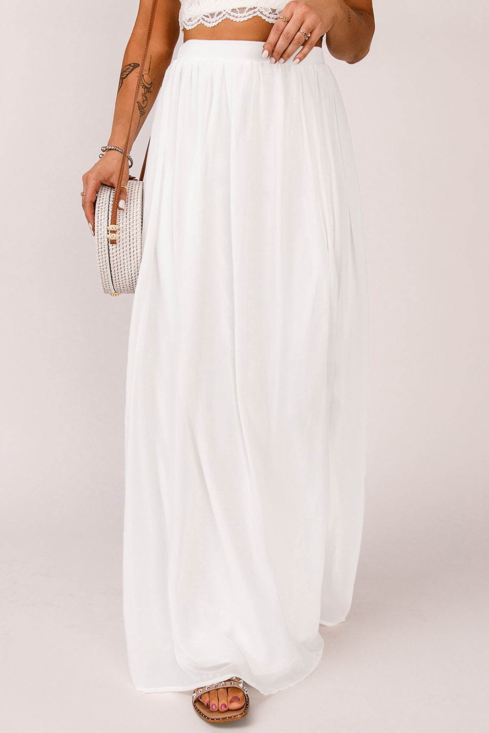 High Waist Maxi Skirt with Split