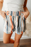 Vintage Washed Elastic Frill Waist Casual Shorts