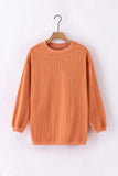 Orange Spooky Season Ghost Print Ribbed Pullover Sweatshirt