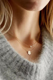 Disc Pearl Pendant Dual-Layered Necklace