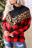 Chevron Plaid Leopard Patchwork Turtleneck Sweatshirt