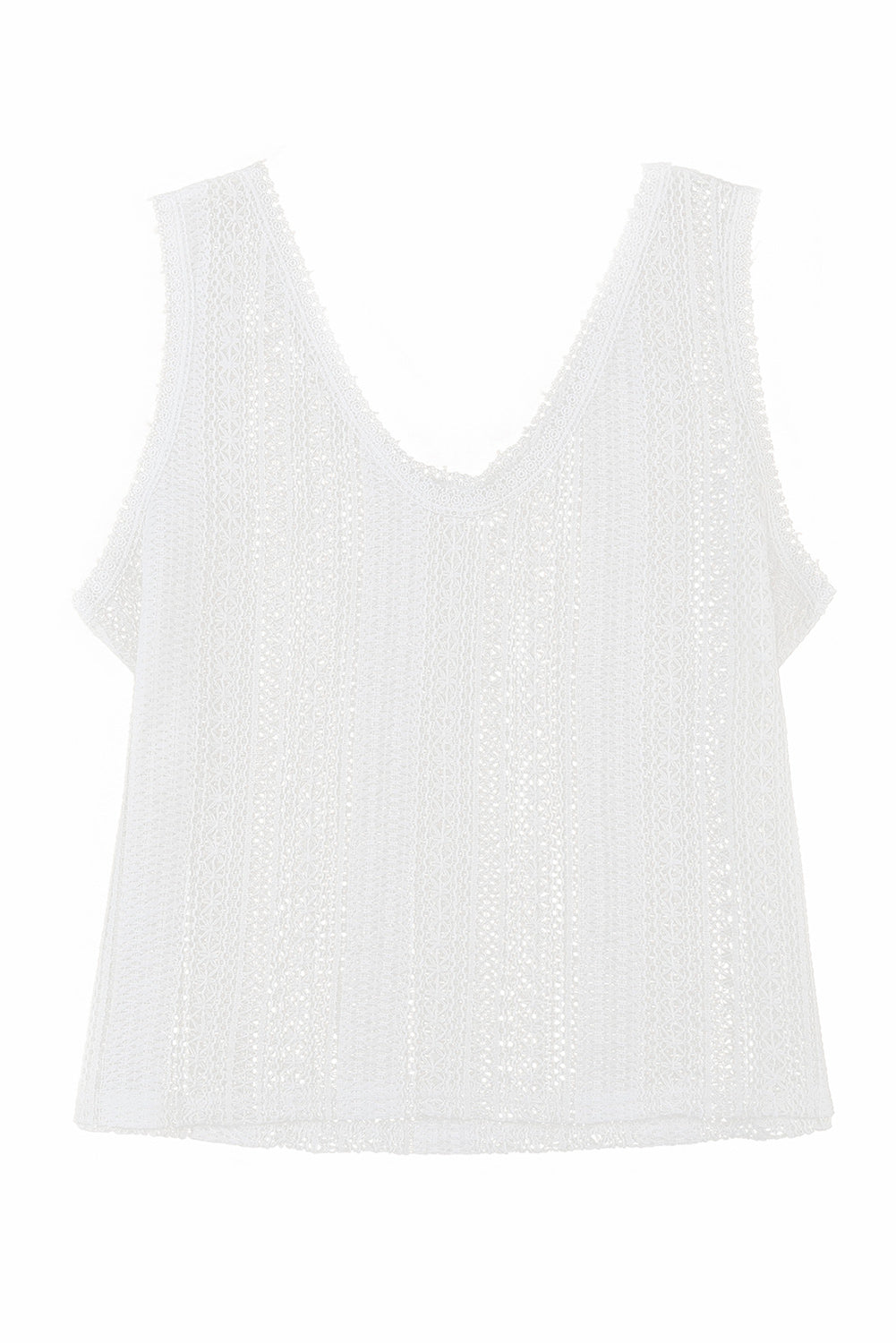 Lace Crochet Open Back U Neck Tank Top