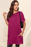 Side Pockets Short Sleeve Tunic Top