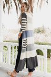 Mixed Pocketed Split Long Cardigan