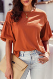 Joint Bubble Sleeve Round Neck Blouse