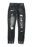 Jean skinny effet vieilli noir Ink Splash 