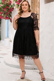 Eyelash Lace Square Neck Plus Size Dress