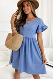 Round Neck Ruffle Sleeve Loose Dress