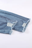 Sky Blue Ripped Slim Fit Washed Jeans