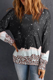 Red Leopard Bleached Pullover Sweatshirt