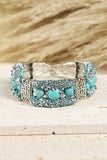 Western Turquoise Beads Rhinestone Carved Bracelet