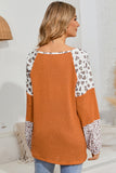 Leopard Colorblock Waffle Knit Top