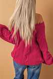 Bubblegum V-Neck Braided Knit Sweater