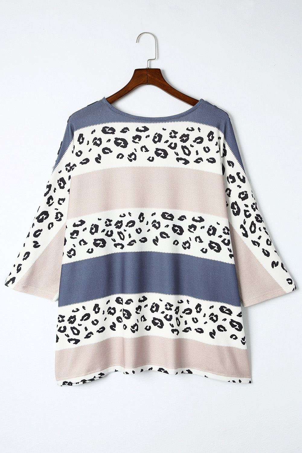 Plus Size Leopard Striped Color Block Oversized Top