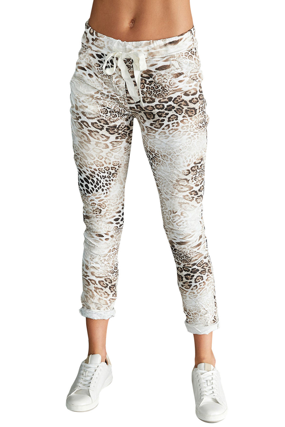 Cheetah Print Drawstring Waist Joggers