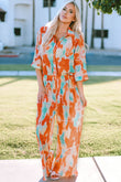 Bohemian Tie Dye Pleated Shirt Collar Loose Jumpsuit