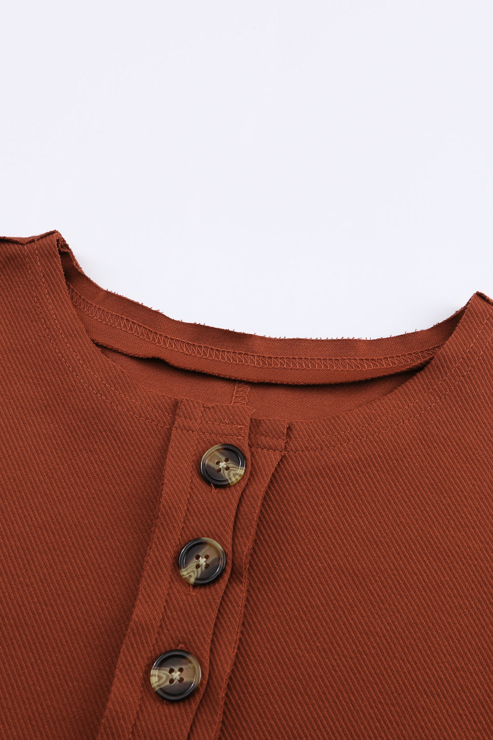 Exposed Seam Drop Shoulder Henley Top