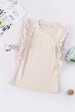 Ruffled Lace Patch Knit Tank Top