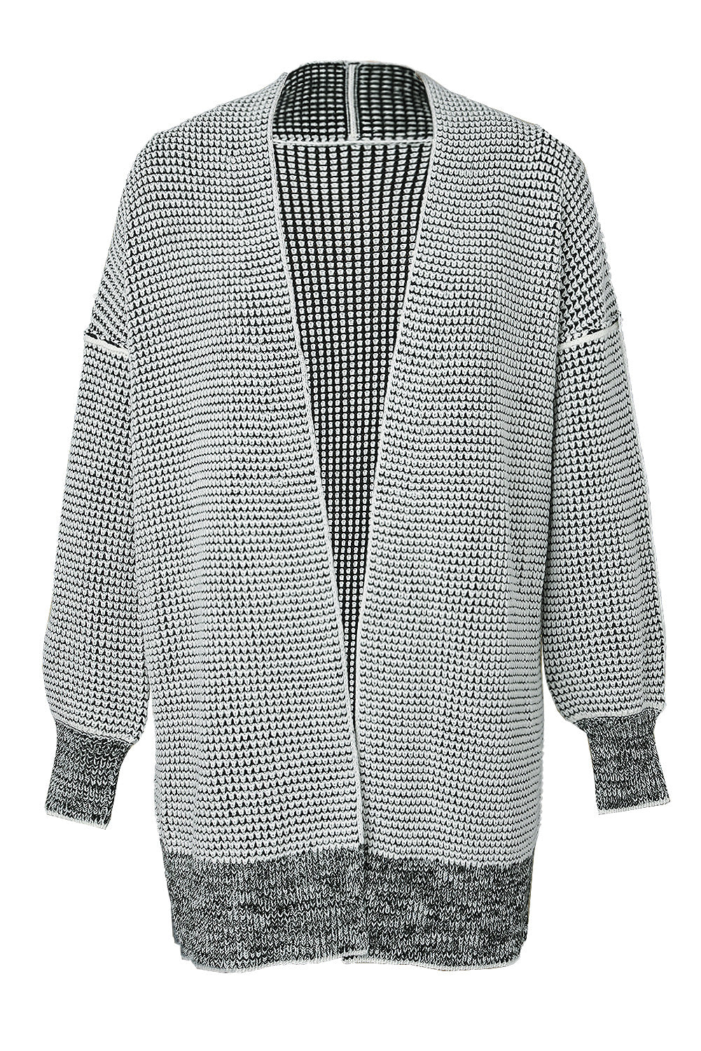 Gray Textured Knit Pocketed Duster Cardigan