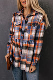 Plaid Button Down Ruffled Shirt Jacket