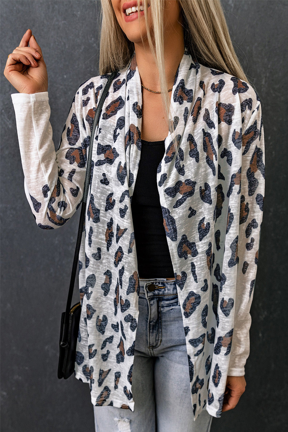 Vintage Leopard Print Open Cardigan