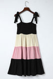 Multicolor Smocked Color Block Sleeveless Mini Dress