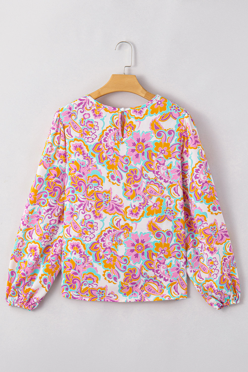 Boho Paisley Printed Peasant Sleeve Blouse