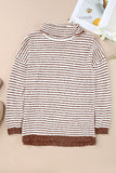 Khaki Striped Turtleneck Loose Sweater