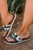 Leopard Studded Animal Print Flip Flop Sandals