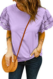 Hollow Out Ruffle Sleeve T-shirt