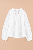 V-Neck Long Sleeve Button Up Lace Shirt