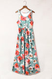 Boho Print Sleeveless High Waist Long Floral Dress