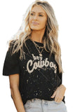 T-shirt noir Hey Cowboy Vintage éclaboussé 