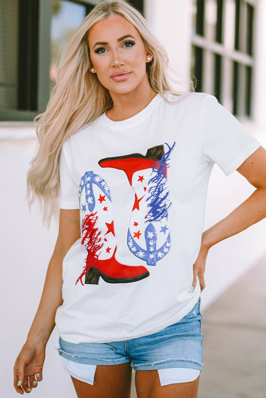 American Flag Boots Graphic Tee