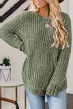 Long Sleeve Round Hem Cable Knit Sweater