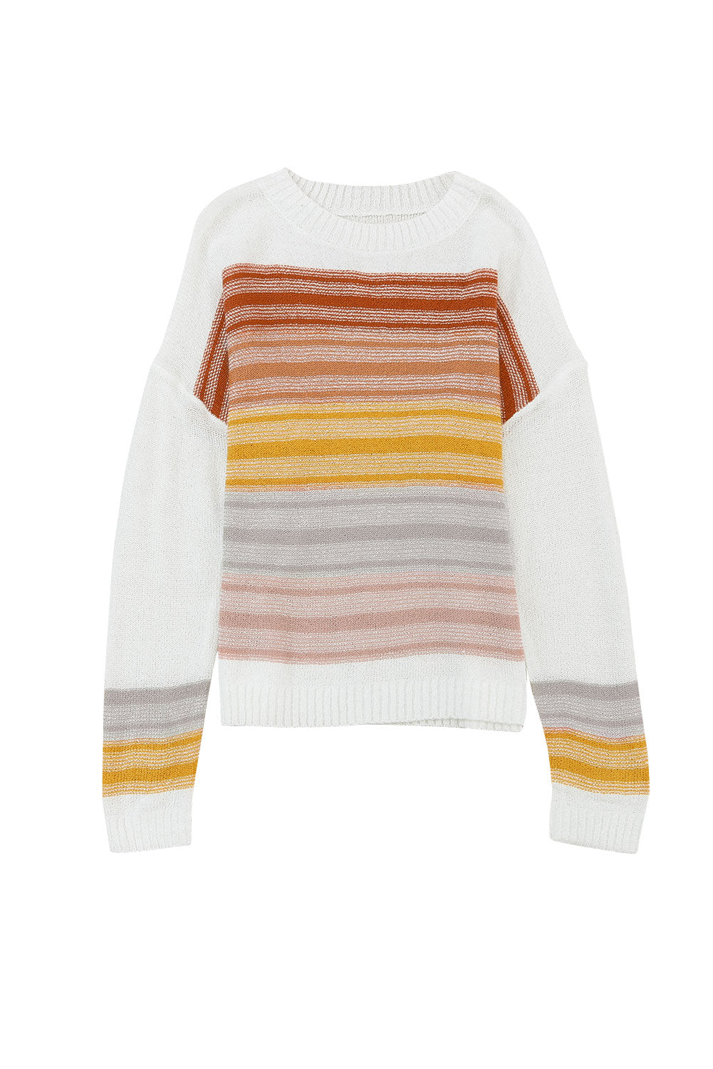 Pull à col rond et manches longues à rayures multicolores