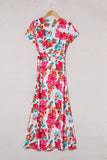 Wrap V Neck Short Sleeve Floral Maxi Dress