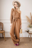 Crinkled Texture One-shoulder Loose Jumpsuit