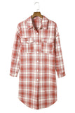 Plaid Print Button Long Shacket