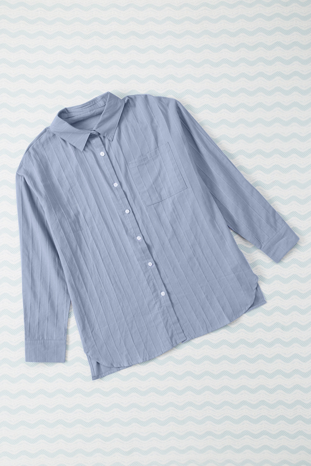 Textured Buttons Pocketed Shirt