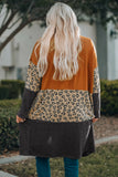 Colorblock Leopard Print Patchwork Knit Cardigan